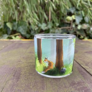 Wald-Windlicht aus Glas
